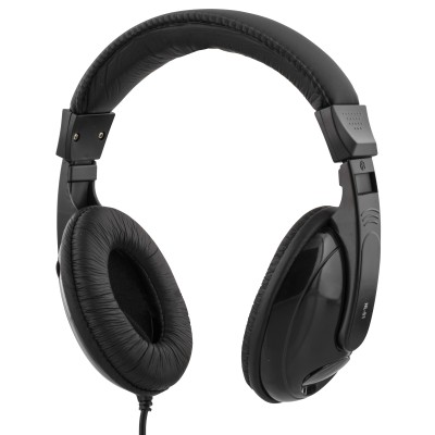 Deltaco HL-51, sluten, med volymkontroll, 2,5 meter kabel - Svart