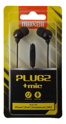 Maxell Plugz + Mic Earphone Black