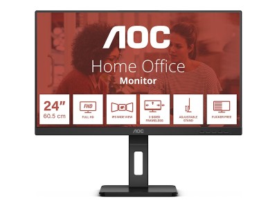 23.8" AOC 24E3QAF, IPS 1920x1080, 4 ms, 100Hz Adaptive-Sync, höjdjusterbar, pivot, VGA/HDMI/DP, högtalare