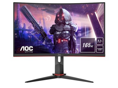 27" AOC C27G2U, Curved VA 1920x1080, 1 ms, 165Hz FreeSync, höjdjusterbar, VGA/2xHDMI/DP, högtalare, USB 3.2-hubb
