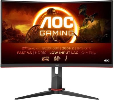 27" AOC Gaming C27G2Z3/BK, Curved Fast VA 1920x1080, 0.5 ms, 280Hz, HDR10, höjdjusterbar, 2xHDMI/DP