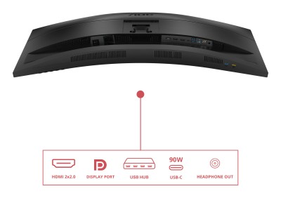 34" AOC CU34E4CV, Curved VA 3440x1440, 1 ms, 120Hz FreeSync, 1500R, höjdjusterbar, 2xHDMI/DP/USB-C 90W, högtalare, USB 3.2-hubb#4