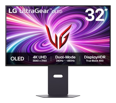 31.5" LG UltraGear 32GX870A, OLED 3840x2160, 0,03 ms, 240Hz G-Sync, HDR10, 2xHDMI/DP/USB-C 90W, högtalare, USB 3.2-hubb