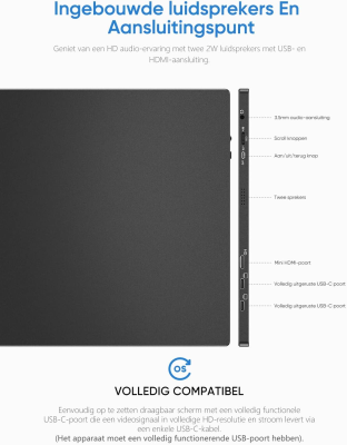 ARZOPA Bärbar bildskärm, 16.1 tum, 1080P, FHD bärbar
bildskärm, USB C, HDMI-datordisplay, HDR, ögonvård, extern skärm med
smart fodral för PC, Mac, telefon, Xbox PS5#3