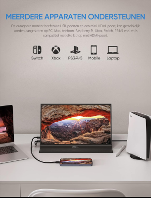 ARZOPA Bärbar bildskärm, 16.1 tum, 1080P, FHD bärbar
bildskärm, USB C, HDMI-datordisplay, HDR, ögonvård, extern skärm med
smart fodral för PC, Mac, telefon, Xbox PS5#4