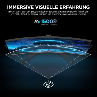 KOORUI 24-tums böjd spelskärm, FHD 1080p, 1 ms svarstid, 165 Hz
uppdateringsfrekvenser, HDMI 2.0/DP 1.2, 250cd/m² ljusstyrka svart
24E6CA#3