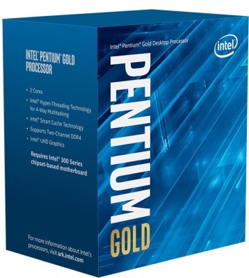Intel Pentium Gold G6605 2-Core 4-Thread (58W), 4,3 GHz, LGA1200, UHD Graphics 630, 4 MB cache, boxad med kylare