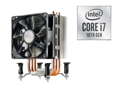 Intel Core i7-10700F 8-Core 16-Thread (65W), 2,9/4,8 GHz, LGA1200, 16 MB cache, boxad med Cooler Master-kylare
