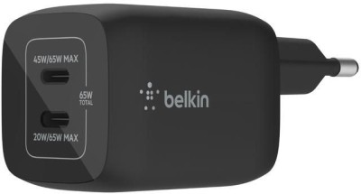 AC-adapter Belkin Boost Charge Pro 65W, Dual USB-C GaN Wall Charger med PPS - Svart