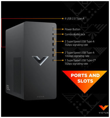 VÅRKAMPANJ! HP Victus 15L R5-5/8/512/RX6400 stationär dator gaming (Köp till 24" IPS skärm för endast 1.490:-)#3