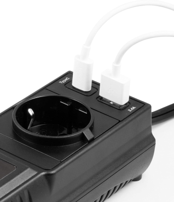 Car Inverter 200W, Spänningsomvandlare 12V till 230V med 2x USB-portar, 1x Schuko-uttag, Hög/Lågspänning & Överbelastningsskydd – Cigarettändaruttag#4