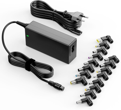 Universal strömadapter för laptops, 90W, 15-20V/6A (max), svart Outtag AC DC universell adapter bärbar dator strömkabel med 16 stift för Lenovo Dell ASUS Acer Samsung Sony Toshiba HP Compaq Medion Sony med flera
