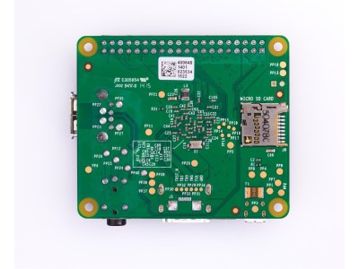 Raspberry Pi 3 model A+, enkortsdator, 512MB RAM, 1,4GHz Quad Core CPU, HDMI, 3,5mm, RJ45, 4xUSB, MicroSD-kortläsare, WiFi, Bluetooth#3