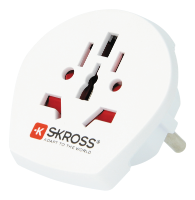 SKROSS World to Europe, reseadapter, 100-250 V max 16 A, jordad, vit#1