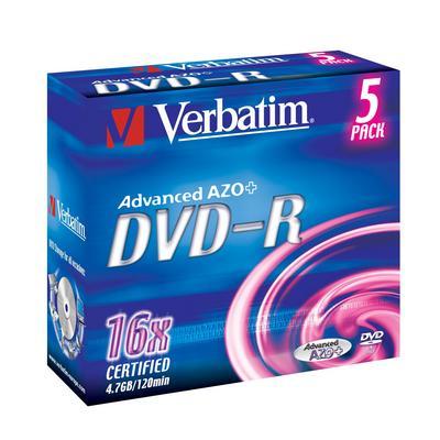 DVD-R media Verbatim 4.7 GB 16X, 5-pack, jewel case