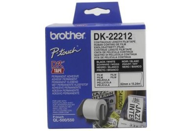 Brother DK-22212 Continuous Length Tape, rulle 6,2cm x 15,2m, Vit