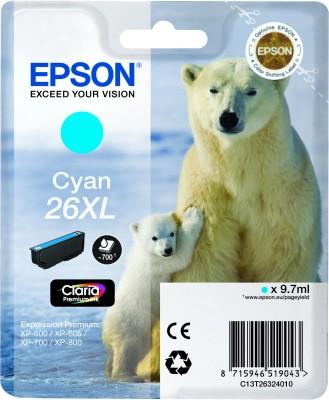 Epson 26XL Claria Premium Ink, Cyan, 300 sidor