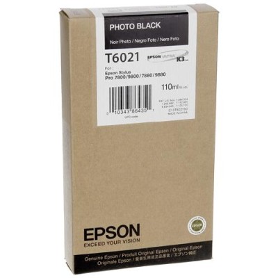 Epson Stylus 7800/7880/9800/9880 Foto Svart (T6021), 110 ml
