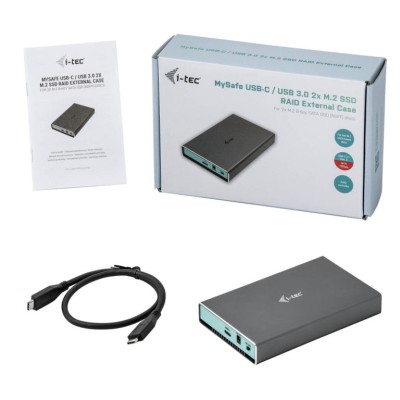 Externt kabinett i-tec MySafe, USB 3.0/USB-C 3.1 till 2xM.2 SSD SATA, RAID 0/1/JBOD, 10Gbps#3