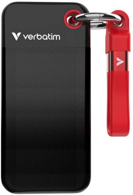 1 TB Verbatim Pocket SSD, USB 3.2 Gen2 - Svart/Röd