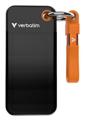 1 TB Verbatim Pocket SSD, USB 3.2 Gen2 - Svart/Orange