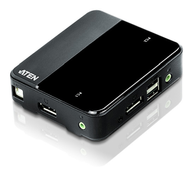 Systemswitch ATEN CS782DP-AT, 2-vägs KVM, Displayport 4K@60Hz, USB, ljud, kablage ingår
