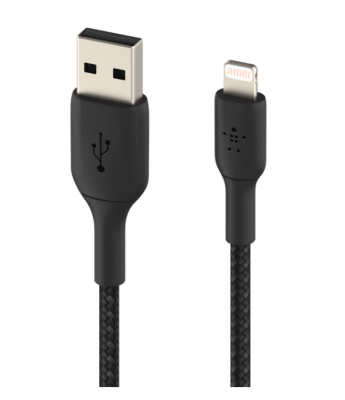 USB-kabel Belkin BoostCharge USB-A till Lightning Braided, 3 meter - Svart
