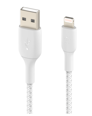 USB-kabel Belkin BoostCharge USB-A till Lightning Braided, 3 meter - Vit