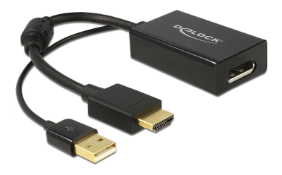 DeLOCK HDMI till Displayport adapter, 4K, HDMI ha, DP hona, svart