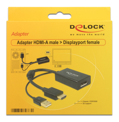 DeLOCK HDMI till Displayport adapter, 4K, HDMI ha, DP hona, svart#2