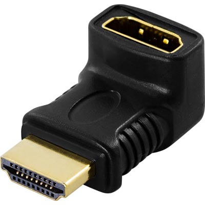 Adapter HDMI hane till hona, vinklad - Svart