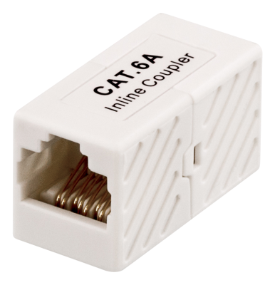 Skarvkontakt Cat6a RJ45, UTP (oskärmad), hona-hona, Vit