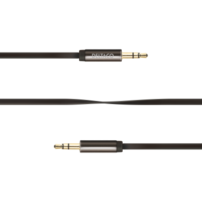DELTACO ljudkabel, 3,5mm hane till 3,5mm hane, 1m, svart