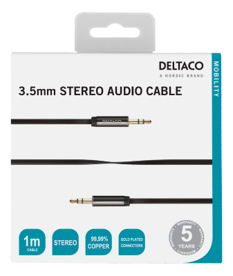 DELTACO ljudkabel, 3,5mm hane till 3,5mm hane, 1m, svart#2
