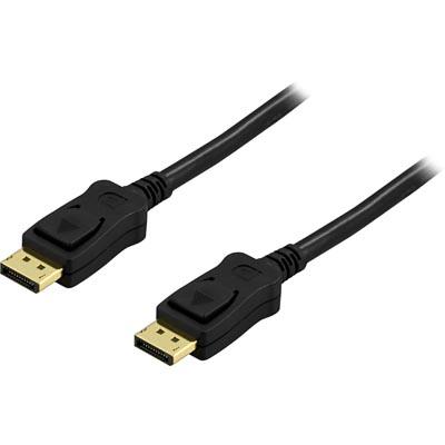 DisplayPort-kabel, DP 1.2, 4K@60Hz, Deltaco Prime, 2 meter - Svart