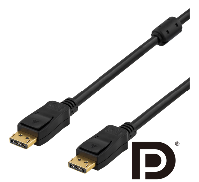 DisplayPort-kabel, DP 1.2, 4K@60Hz, Deltaco Prime, 2 meter - Svart#2