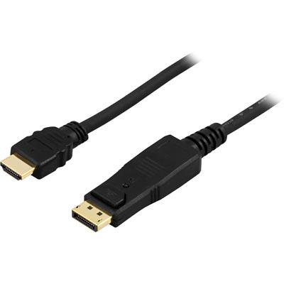 DisplayPort till HDMI-kabel, 4K@30Hz, 2 meter - Svart
