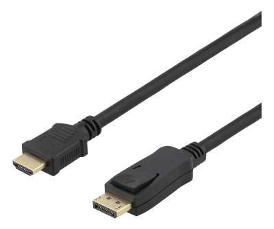 DELTACO DisplayPort till HDMI kabel, 10m, 3840x2160, 10,8Gb/s, svart