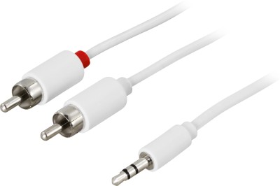 DELTACO Ljudkabel 3,5mm ha - 2xRCA ha 5m, vit