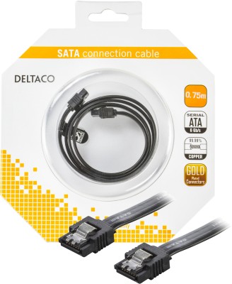 DELTACO Sata 6 GPQS 75cm black with clips blister#2