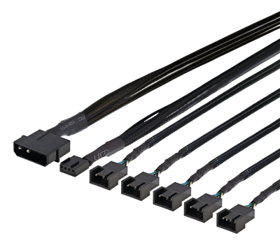 DELTACO splitter för PWM-fläktar, 4-pin till 5x4-pin ho, Molex ström