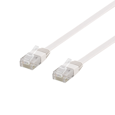 DELTACO U/UTP Cat6 patchkabel, flat, 0,3m, 250MHz, vit