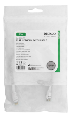 DELTACO U/UTP Cat6 patchkabel, flat, 0,3m, 250MHz, vit#2