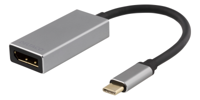 DELTACO USB-C - DP adapter, USB-C ha, DP ho, 3840x2160 60Hz, space gre