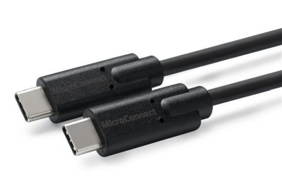 MicroConnect USB-C 3.2 Gen.2, 20Gbps, 100W, 0,5m - Svart