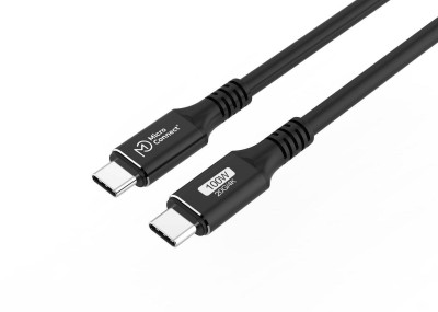 MicroConnect Premium USB-C 3.2 Gen.2, rak-rak, 20Gbps, 100W, 1m - Svart
