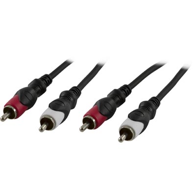 Ljudkabel stereo 2xRCA till 2xRCA, 15 meter - Svart