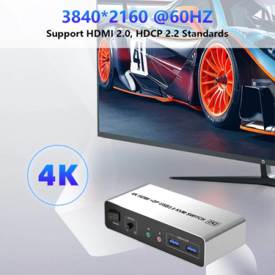 KVM Switch 2x2 HDMI 4K60Hz 3xUSB3.0 Audio EDID#5