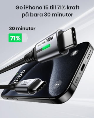 INIU USB C till USB C-Kabel, 100W PD QC 4.0 20V/5A USB C Snabbladdningskabel, nylonflätad mobilladdare kompatibel med iPhone 15 Pro Max Samsung S22 S21 Note iPad MacBook Pro Huawei Xiaomi etc. [2m]#2