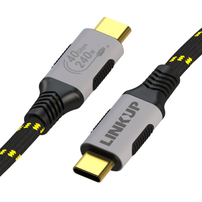 LINKUP – USB 4.0 240 W 40 Gbps typ-C Thunderbolt 3/4, 8 K @ 60 Hz video, hållbar ärm kabel – kompatibel med iPhone 15 Pro/Max, MacBook Pro/Air, iPad Pro, Galaxy S23 snabbladdning (2,0 m/6,6 fot)